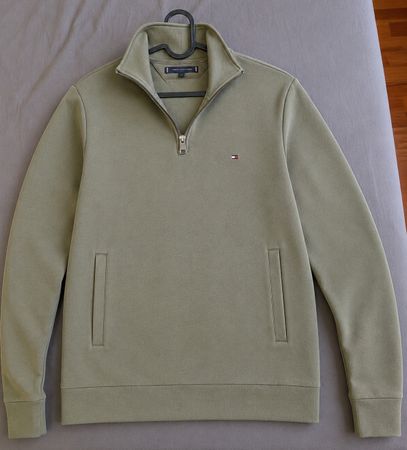 Felpa Tommy Hilfiger zip corta verde taglia M 