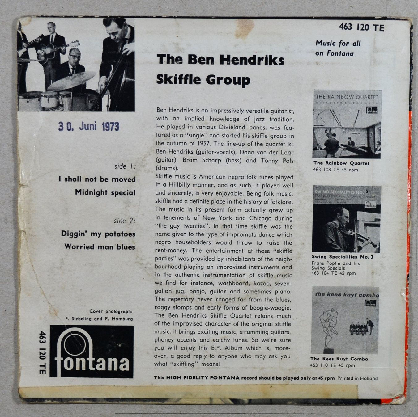 Dischi in vinile: EP: THE BEN HENDRIKS SKIFFLE GROUP – Usato da Frenkendorf venduto da Yard-Sale-2000 1