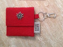 Portemonnaie Schlüssel Anhänger Filz rot Metall Edelweiss