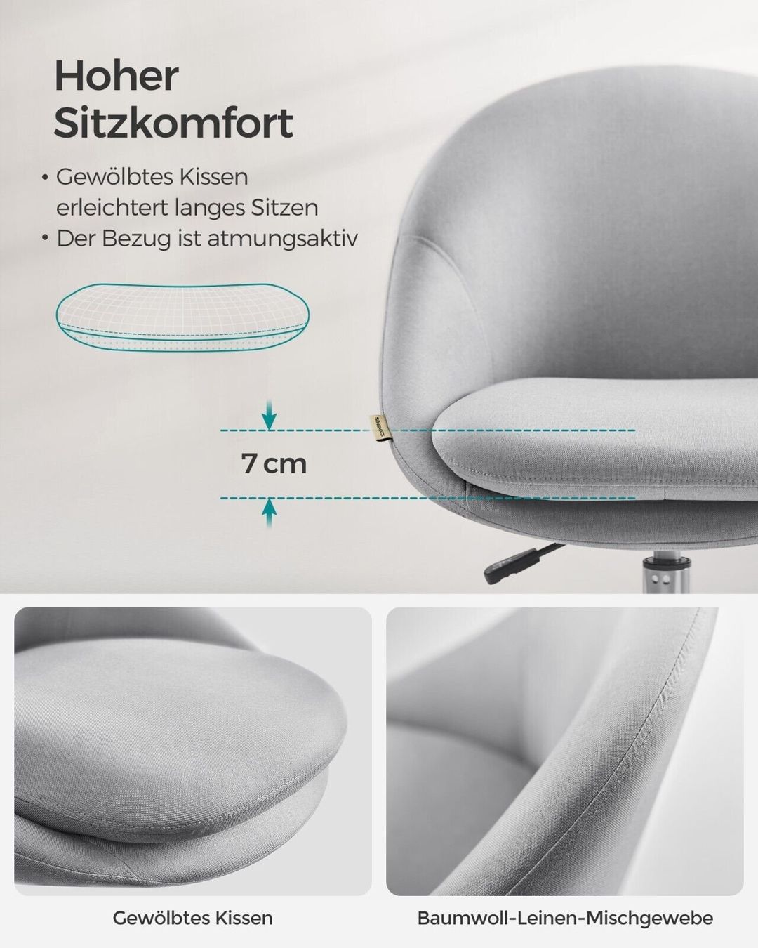 Stühle: SONGMICS Drehstuhl Grau – Neu und originalverpackt aus Bottighofen von zaap 4