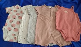 Baby Kurzarm-Bodys - 4x Gr. 80  /  1x Gr. 86 diverse Farben