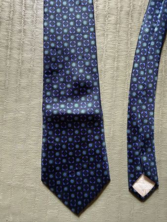 Cravate Guichard 100% soie bleue motif - très bon ét