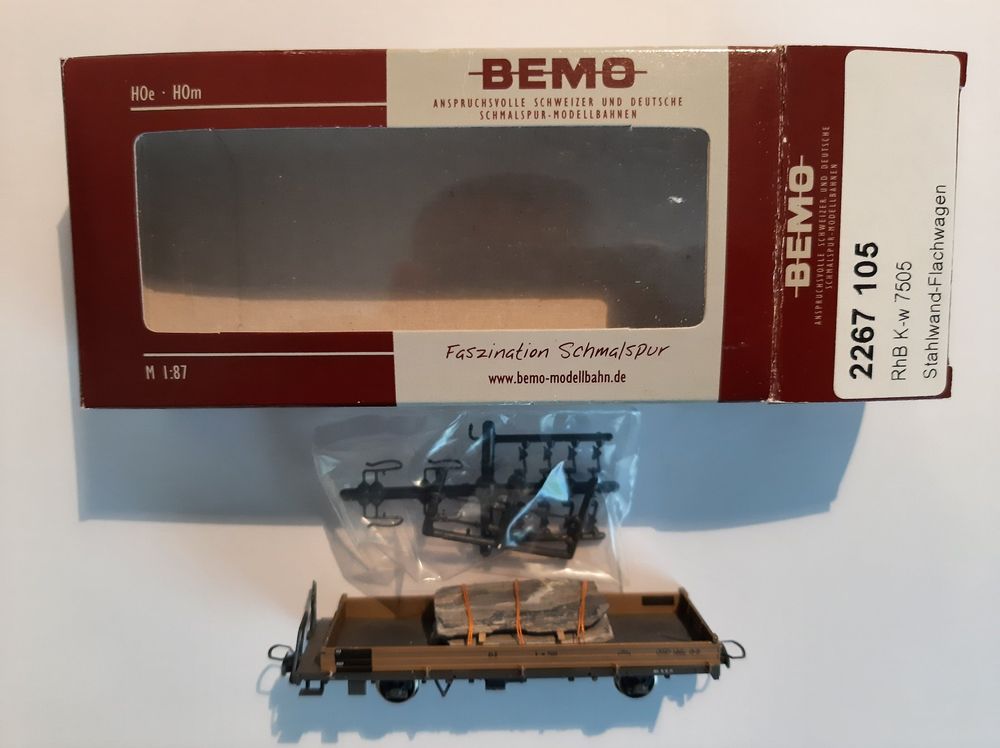 Bemo - 2255.132 Carro a sponde alte RhB tipo Fb grigio, epoca V - Scala H0m