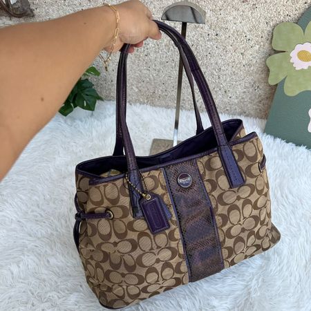 Handtasche Coach Signature C braun/lila mit Schlangenhaut-Ei