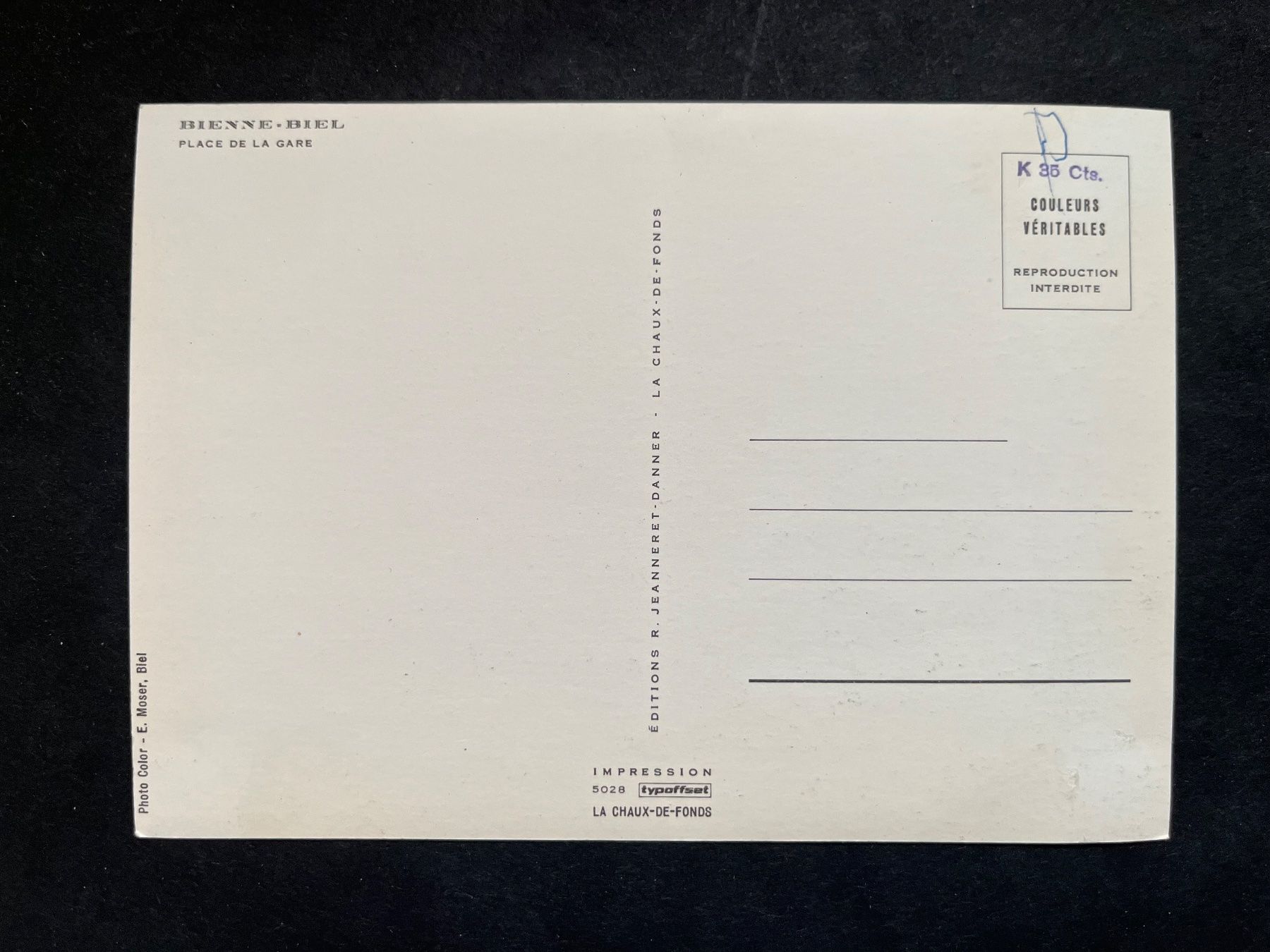 Cartoline postali: Biel-Bienne/ Bahnhofplatz Oldtimer Auto, ca, 1970 – Usato da Wabern venduto da DaxKarten-75 1