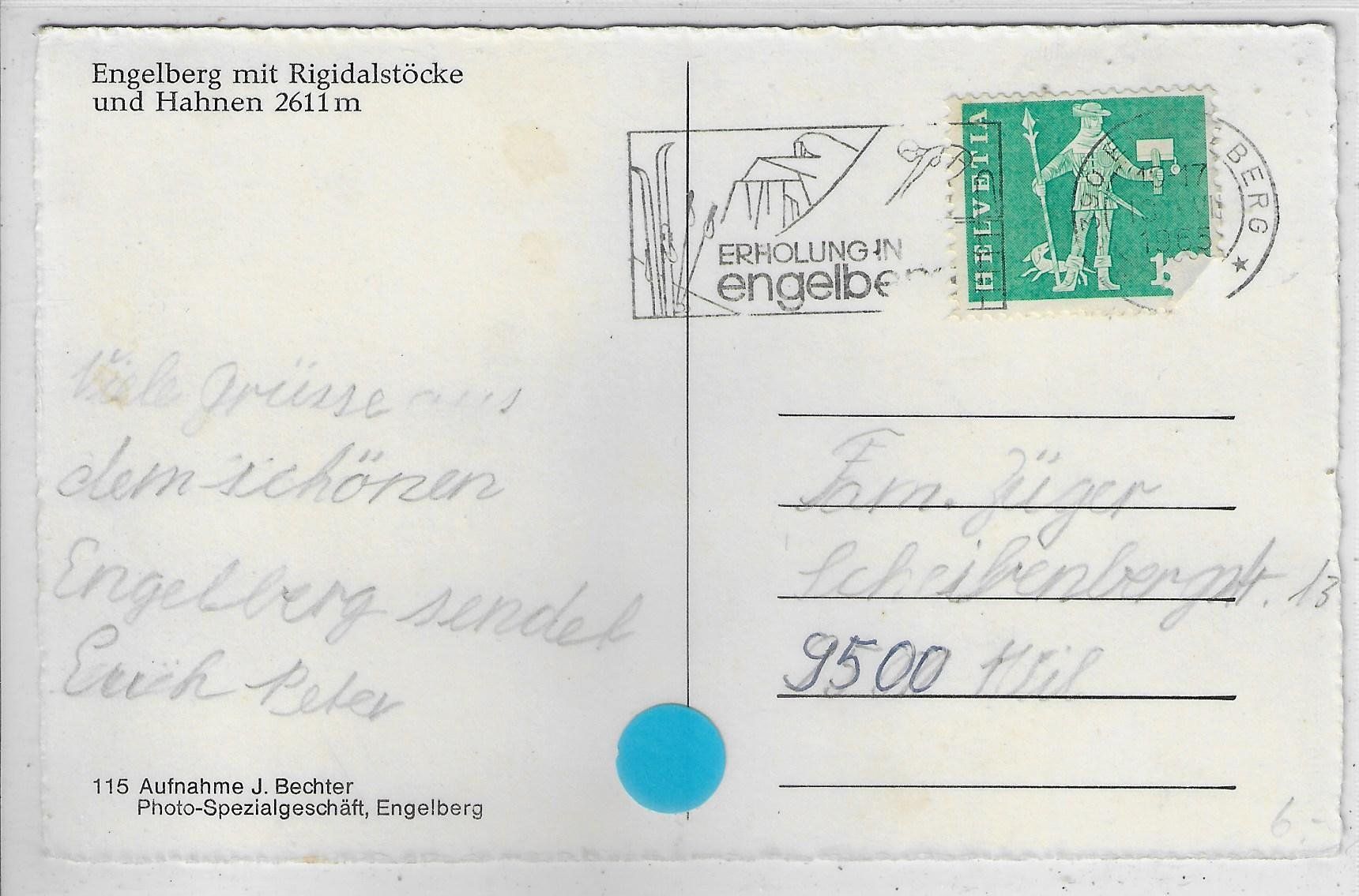 Cartoline postali: Engelberg mit Rigidalstöcke und Hahnen – Usato da Ettingen venduto da Kartenplanet 1