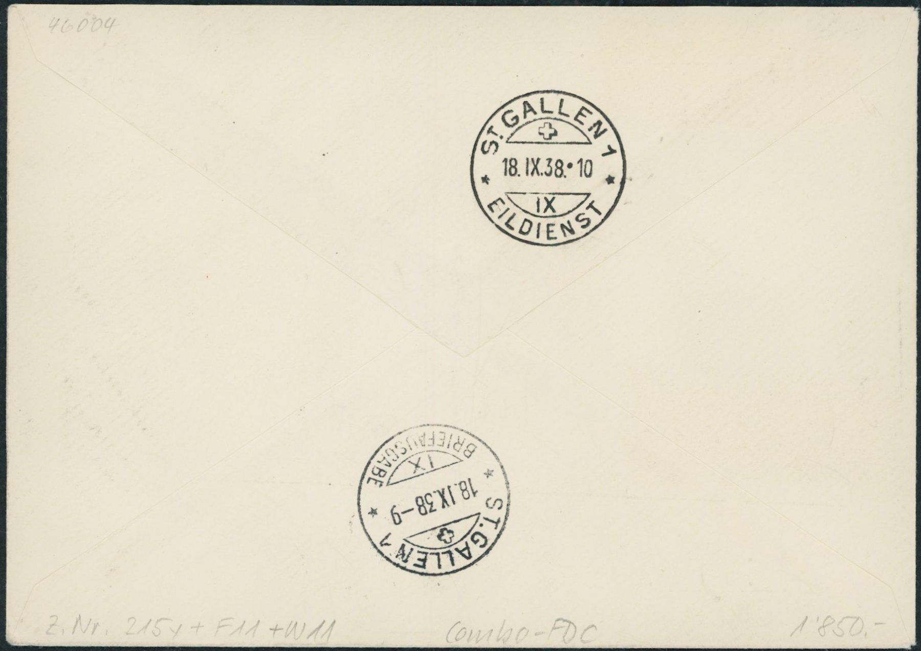 Tutti i francobolli: 1938 - San Salvatore - Aarau Block - Combo FDC ET – Usato da Schindellegi venduto da leecollect 1