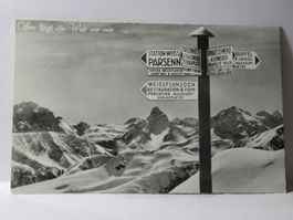Davos - Parsenn , Wegweiser auf Weissfluhjoch 1960