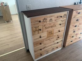 Holzkommode mit Weinkisten Muster, Vintage Stil, Top!