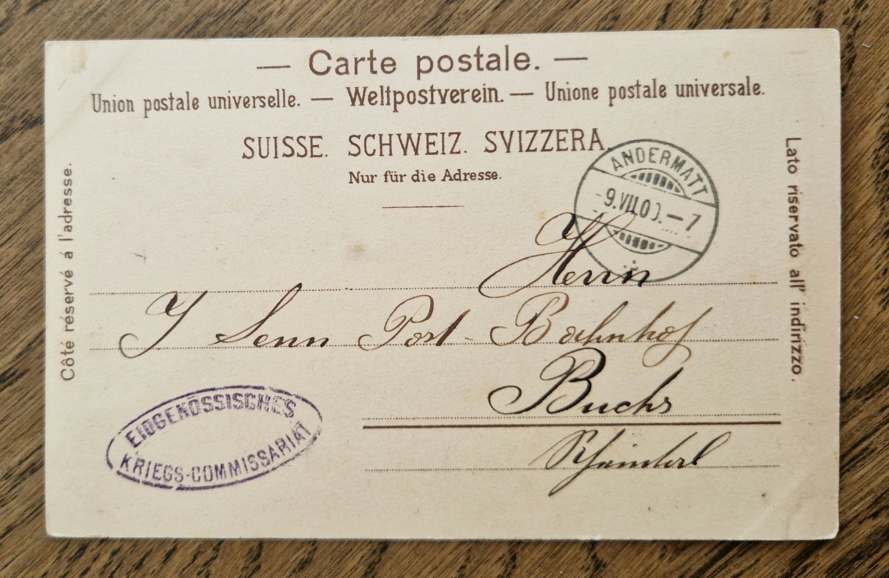 Ansichtskarten: Andermatt 1900, Feldpost, Stempel Eidg. Kriegs- Commidsariat – Gebraucht aus Ebikon von Donar50 1