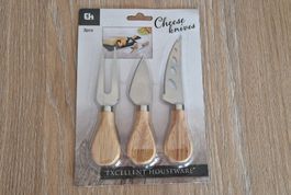 3er Set Käsemesser aus Holz, neu und originalverpackt