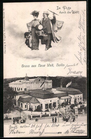 Cartoline postali: Berlin-Neukölln, Paar mit Gepäck auf e – Usato da Berlin venduto da bartko-reher