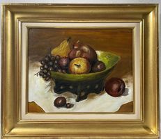 GEMÄLDE STILLEBEN AUF LEINWAND MIT GOLDRAHMEN GR. 49X42CM