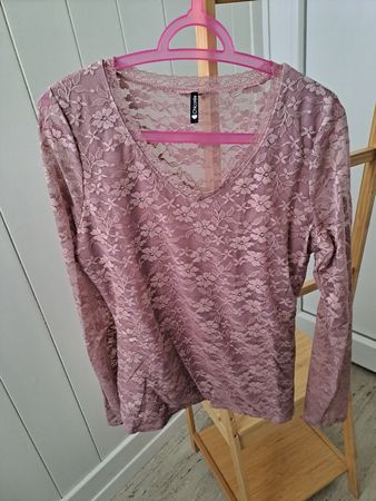 Damen Oberteil Spitze Langarm Gr. L 