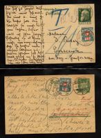 R2002  /  ALLEMAGNE 2 cartes-entiers taxées 1912 / 1924