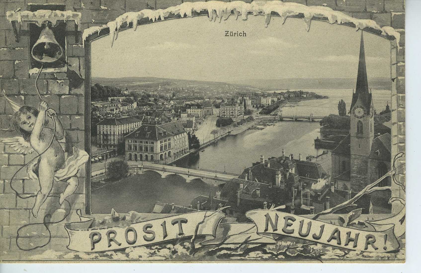 Ansichtskarten: Zürich - Prosit Neujahr – Gebraucht aus Schleitheim von Pmschlaate