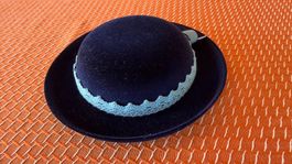 Süsser Puppenhut, blauer Samt Hut für Puppen, 16 / 10.5 cm