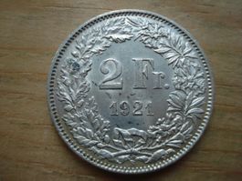 (B) 2 Franken 1921 UNZ-STGL