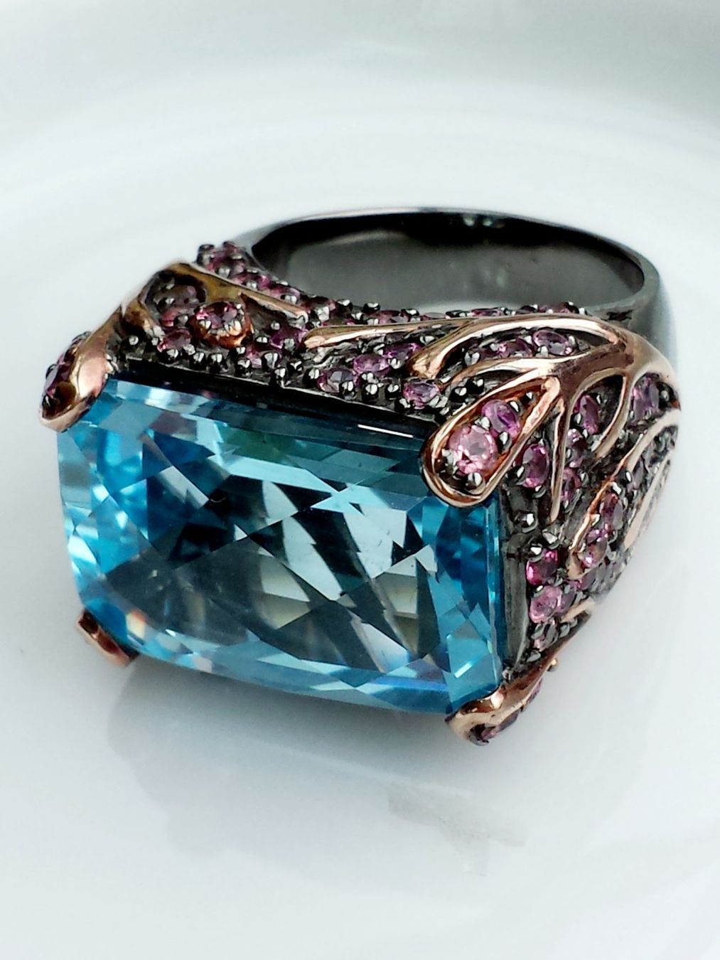 Anelli: Ring mit blauem Topas und Amethisten 55 – Nuovo (secondo la descrizione) da Zürich venduto da benedikt12 1