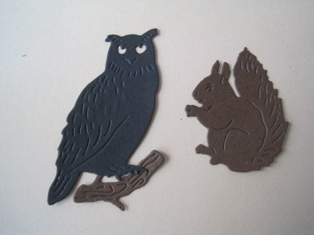 Papiere: Stanz-Papier Motive  Eule und Eichhörnchen – Neu und originalverpackt aus Schachen LU von moepsli5