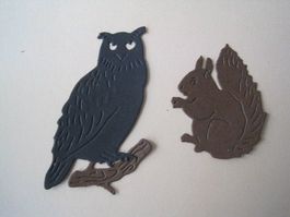 Stanz-Papier Motive  Eule und Eichhörnchen
