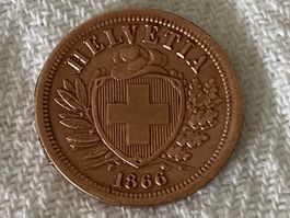 2 centimes/Rappen 1866