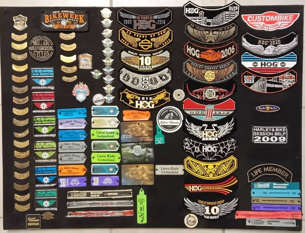 Harley Patches, 11x Love Ride, 22x HOG Pins und 22xPatches (Gebraucht ...