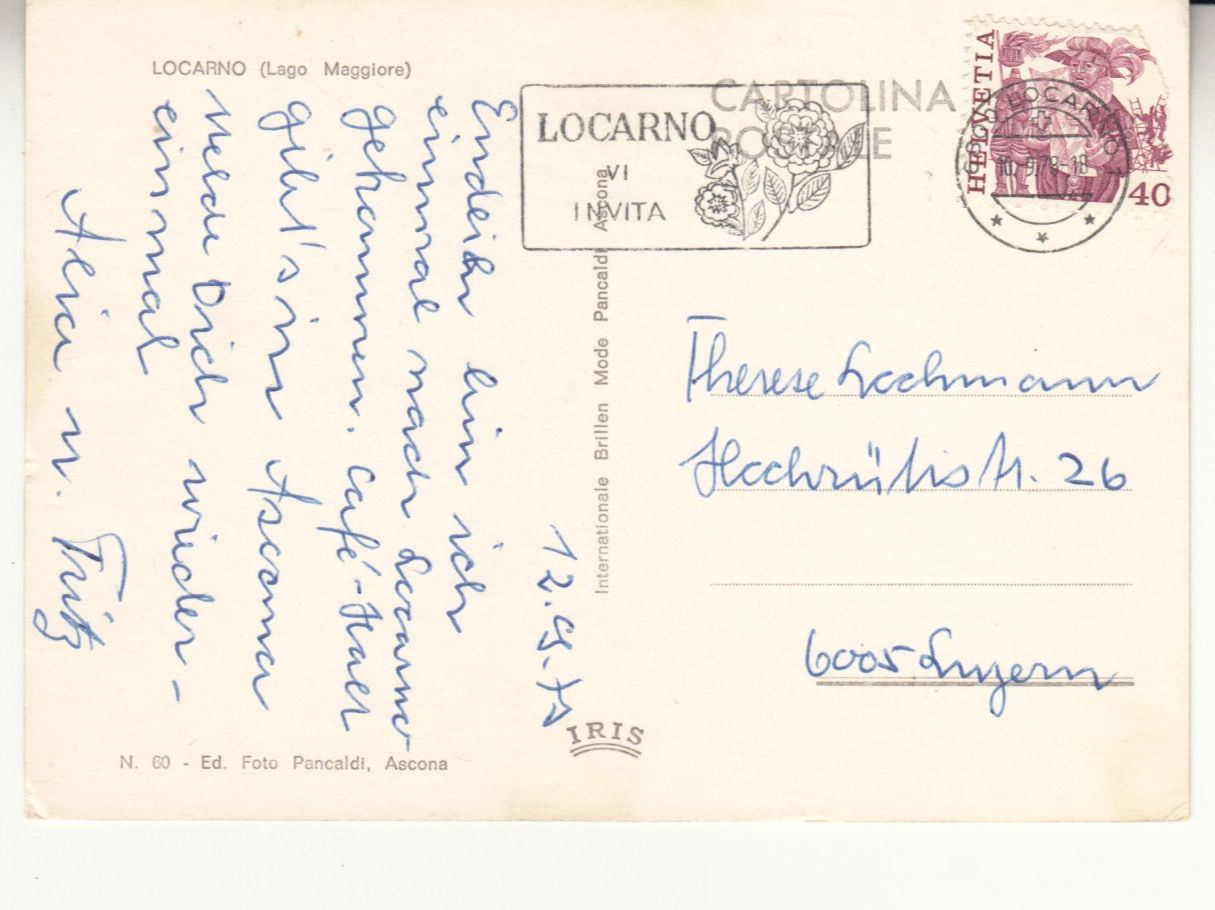 Cartoline postali: Locarno 1978 – Usato da Bürglen TG venduto da StampGraf 1