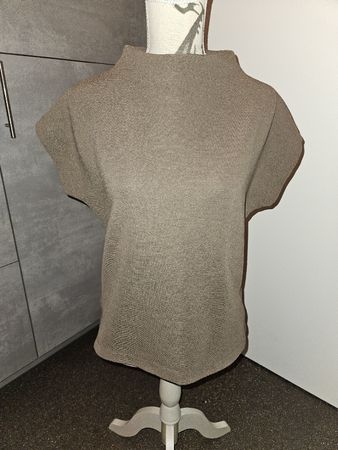 Canda Damen Kurzarm-Pullover Gr. XS/34 Braun Rippen-Optik