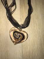 Herz-Halskette aus Glas Murano mit schwarzem Band 💖