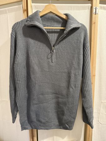 Shein Strickpullover mit Reissverschluss grau Grösse L
