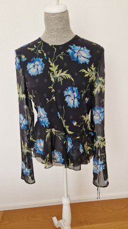 Topshop Unique Bluse Seide Kornblumen Gr. 42