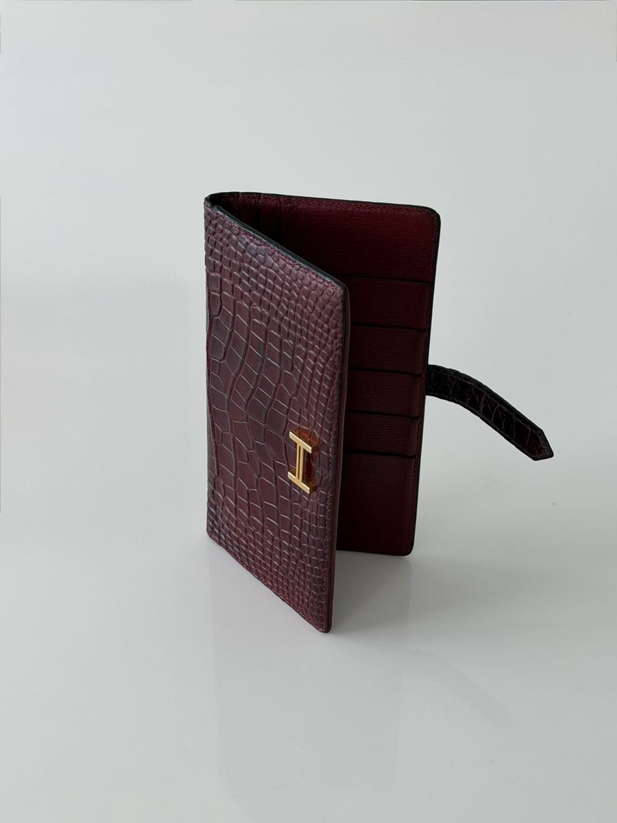 Hermès Portafogli: Hermès béarn Soufflet   Rouger  Alligator – Usato da Schaffhausen venduto da Sotherbyss 2