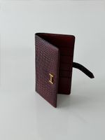 Hermès béarn Soufflet Kroko Leder  Rouger Bordeaux