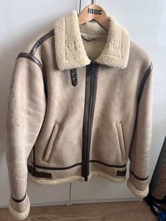 Zara Fliegerjacke Lammfellimitat beige Grösse S Gebraucht