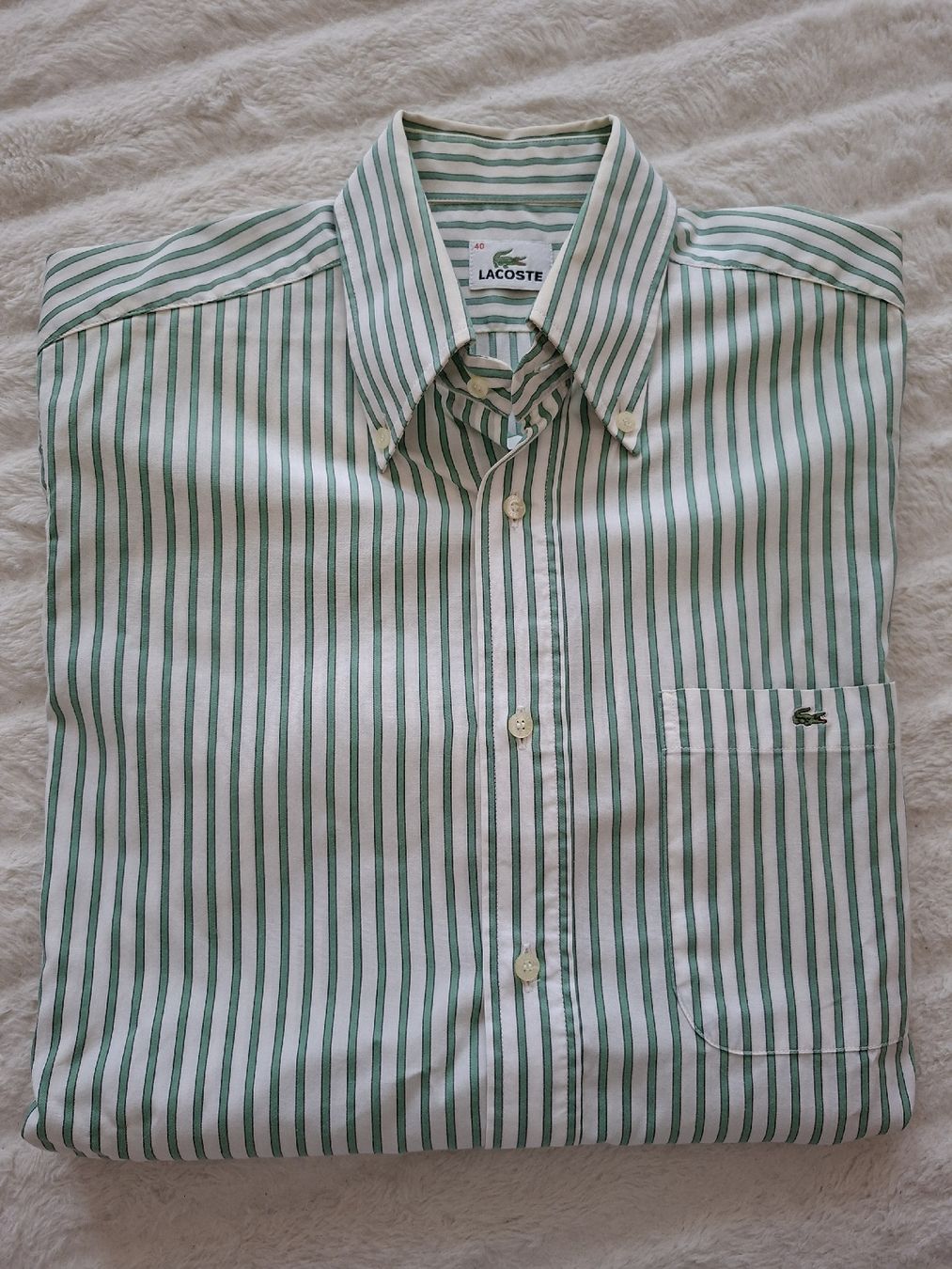 Lacoste Camicie: Chemise rayée verte et blanche Lacoste taille 40 – Usato da Renens VD venduto da ser_j2fn 7
