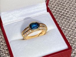 Bague / Ring importante or 18k saphir et diamants 🎁