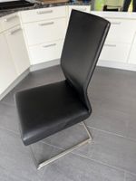 4 schwarze Kunstleder-Stühle mit Edelstahloptik-Gestell