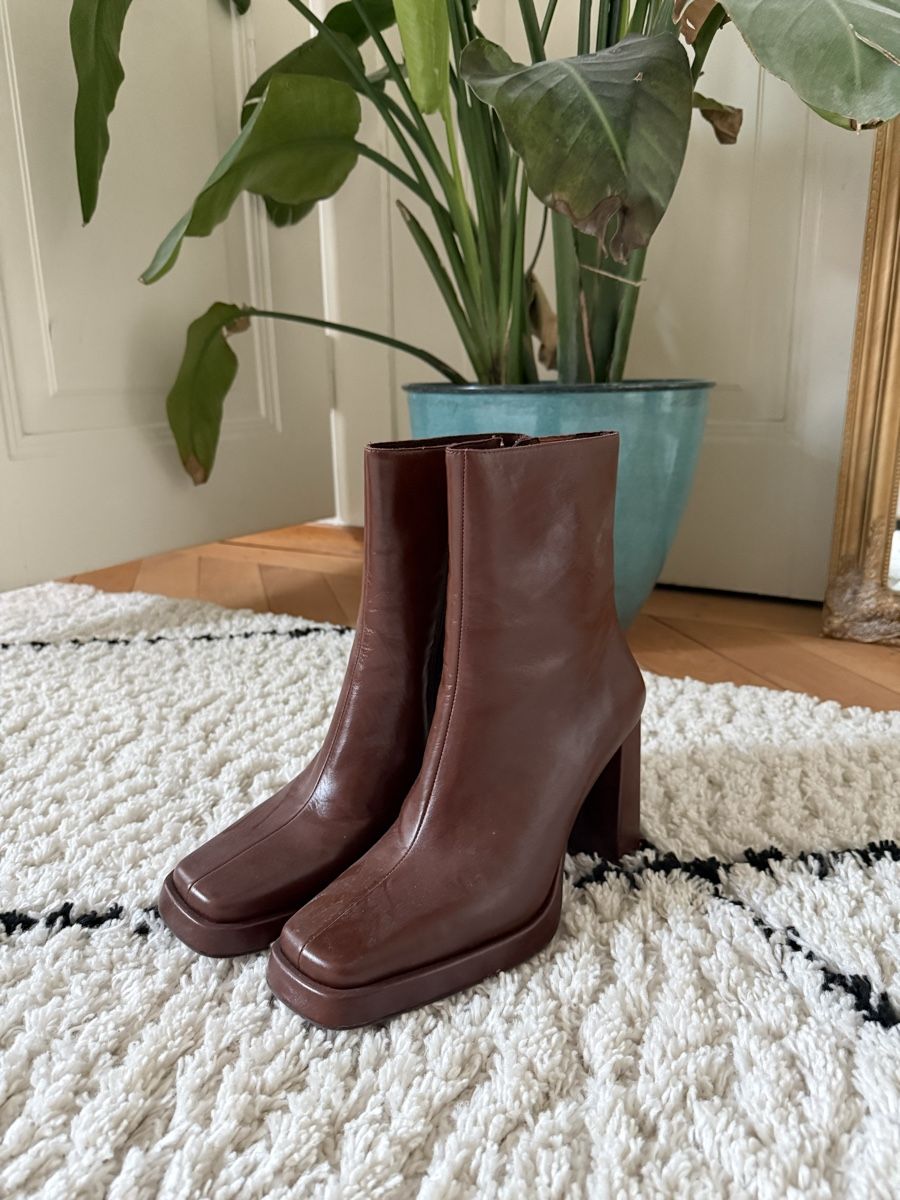 Scarpe da donna: Leather Ankle Boots, Brown, Block Heel, Size 40 – Nuovo e nell'imballaggio originale da Bern venduto da louise.freiburghaus 1