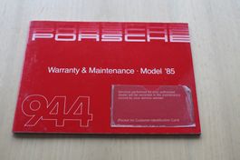 Porsche 944 USA Garantie & Wartung, Heft, Model '1985