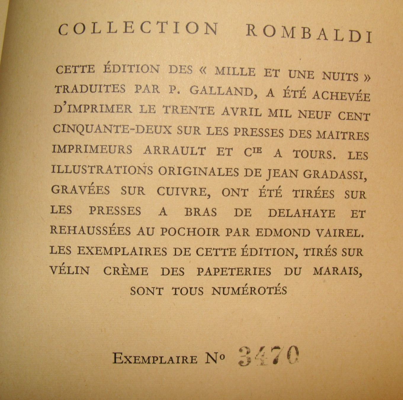 Libri: LES MILLE ET UNE NUITS Paris Rombaldi 1952 – Usato da Bern venduto da zilicchio 6