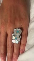 Native American Zuni Tribe Silver Ring with mother pearl