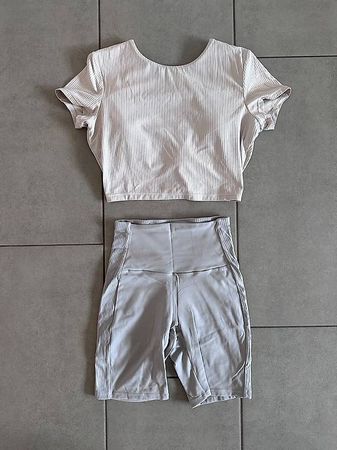 OYSHO Comfortlux Rib Set, Steingrau XS/S