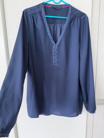 Dunkelblaue Bluse mit langen Ärmeln von TOMMY HILFIGER, 40