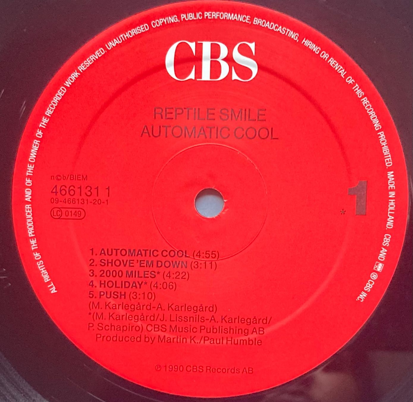 Vinyles: REPTILE SMILE - AUTOMATIC COOL – D'occasion à Poliez-Pittet par Newtown-Records 3