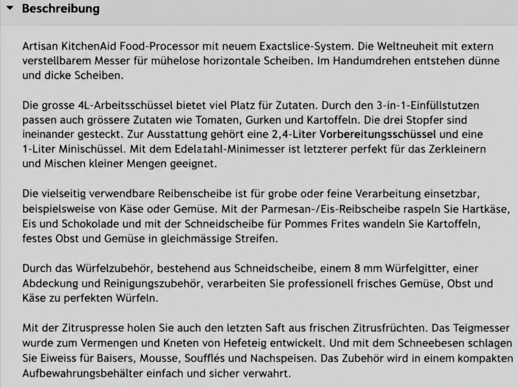 Kitchenaid Küchengeräte: Der Grosse: kitchenaid artisan 4L food processor – Gebraucht aus bichelsee von numa22 2