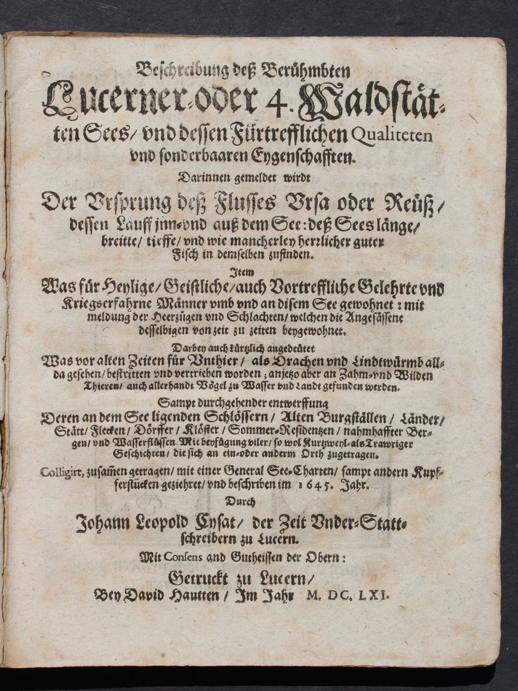 Libri: BESCHREIBUNG DESS BERÜHMBTEN LUCERNER ODER 4.WALDSTÄTTEN SEE – Usato da Guensberg venduto da Herzaktion 1