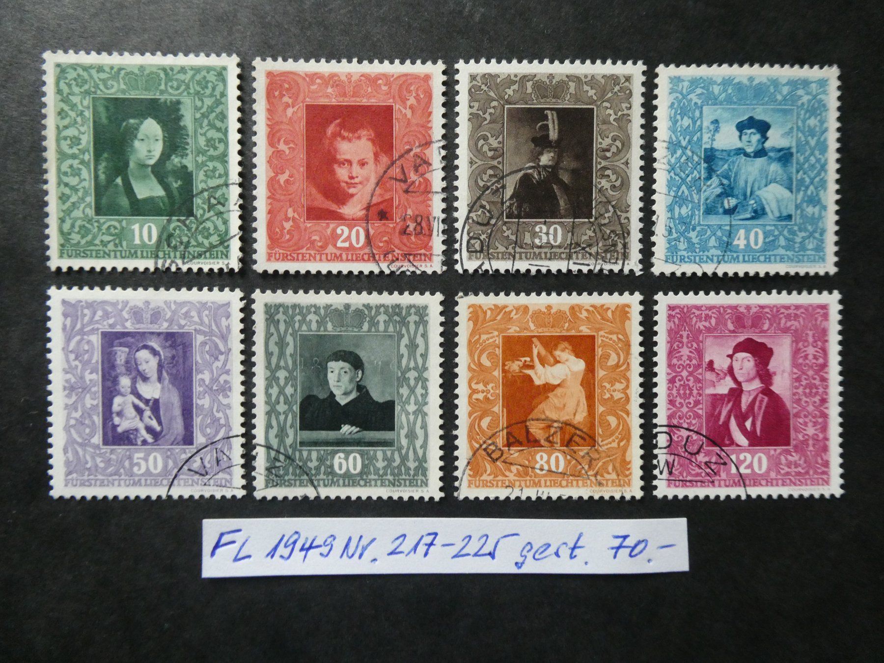 Tutti i francobolli: FL 1949 Nr. 217-225 gestempelt – Usato da Lausen venduto da Herbamare01