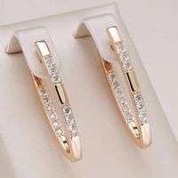 Elegante goldene Ohrringe mit Zirkonia Steinen, Neu!
