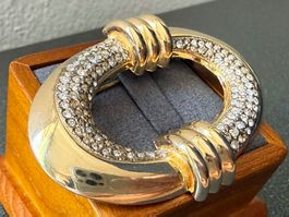 ✨”David Grau” Vintage Goldfarbene Brosche mit Strass